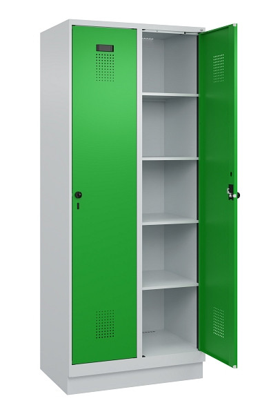 C+P Wäsche-Spind Evolo PLUS, mit Sockel, 2 Abteile, 1950x800x500mm, 7035/6037, Verschluss Drehriegel, Ablageböden 8, 049020-22B S10011