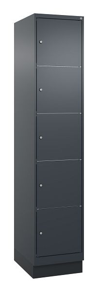 C+P Schließfachschrank Classic PLUS, Sockel, 1950x400x500mm, 7016/7016, mit 5 Fächern, 080020-125 S10015