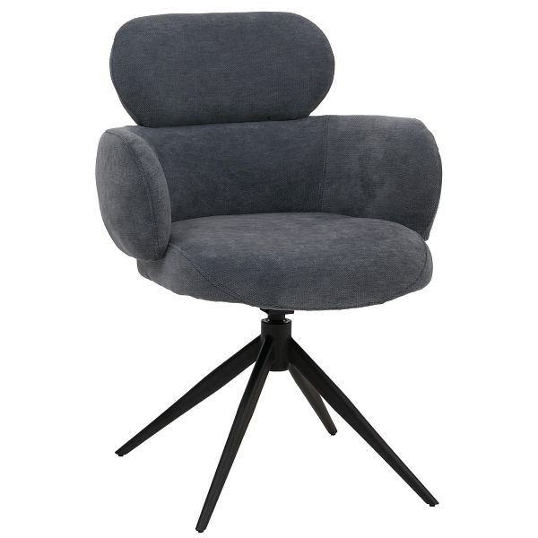 Mendler Esszimmerstuhl HWC-O77, Küchenstuhl Polsterstuhl, drehbar Auto-Return, Stoff (310g/m²) Chenille Öko-Tex, grau-blau, 139264
