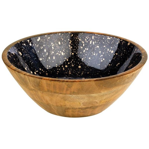 APS Schale "MANGO", Mangoholz, Epoxidharzbeschichtung innen, Ø 30 cm, 3 Liter, schwarz-gold, 01056