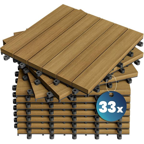 casaria Holzfliese Eukalyptus, VE: 33er-Set 30x30cm, 993634