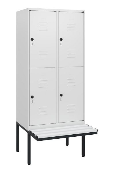 C+P Doppelstöckiger Spind Classic PLUS, Bank, 2 Abteile, 1950x800x815mm, 9016/9016, Drehriegel, 0803405-22 S10074