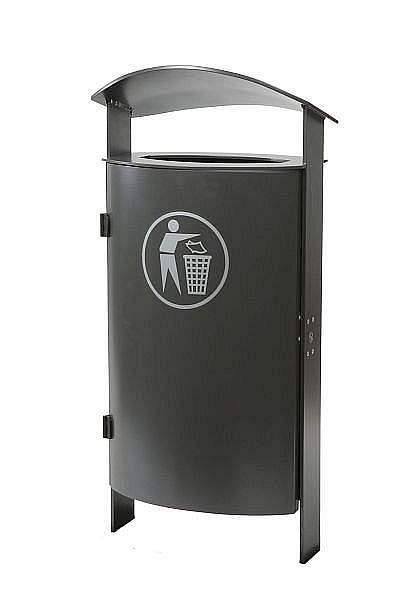 Renner Stand-Abfallbehälter, gewölbte Haube ca. 70 L, zum Einbetonieren, feuerverzinkt und pulverbeschichtet, kobaltblau, 7093-20PB 5013