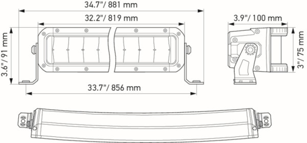 HELLA LED-Fernscheinwerfer, Black Magic Double Row Curved Lightbar 30", 12/24V, 7900lm, gewölbt/doppelte Ausführung, Anbau, ECE, glasklar, 1FJ 358 196-611