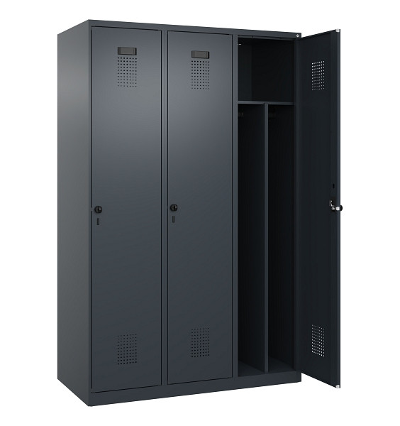 C+P Spind Evolo PLUS, 3 Abteile, 1850x1200x500mm, 7016/7016, Verschluss Drehriegel, 049000-32F S10016