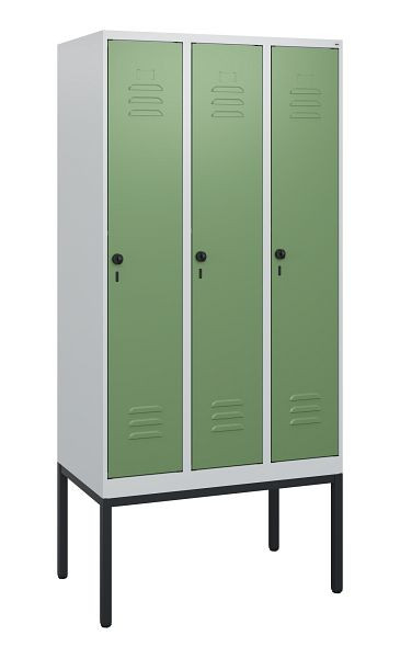C+P Umkleidespind Classic PLUS, Gestell, 3 Abteile, 1950x900x500mm, 7035/6011, Drehriegel, 0800305-30 S10006