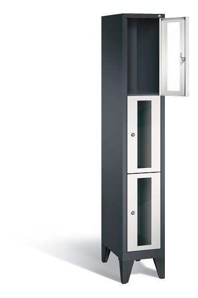 C+P Schließfachschrank Classic, H1850xB320xT500mm, Farbe: Schwarzgrau / Lichtgrau, 8010A103 S10013