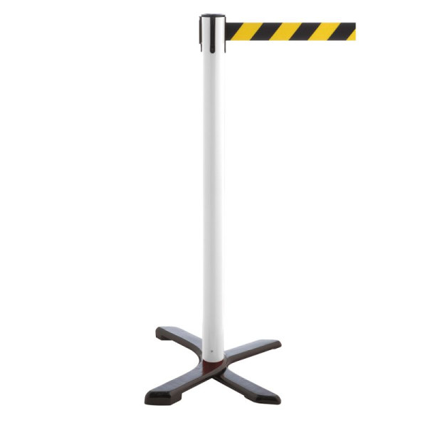 Stein HGS Personenleitsystem -P-Line Compact-, weiß, schwarz/gelb diagonal (schraffiert), mit Gurtendstück (Standard), 34870-1402