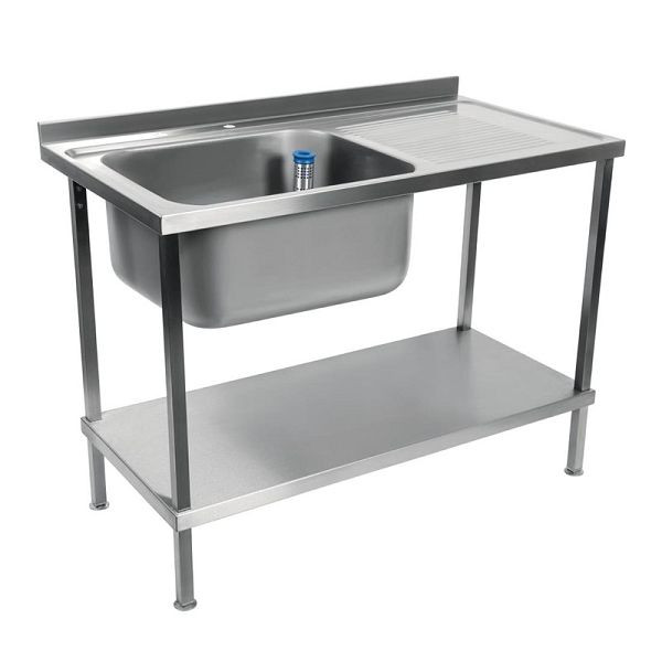 Holmes komplett montierte Edelstahl-Spüle links Abtropffläche rechts 1000mm, DR380