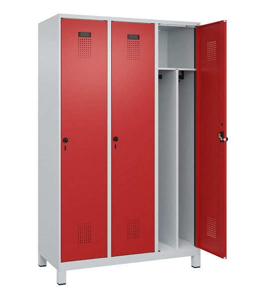 C+P Spind Evolo PLUS, mit Füßen, 3 Abteile, 1950x1200x500mm, 7035/3000, Verschluss Drehriegel, 049010-32F S10003