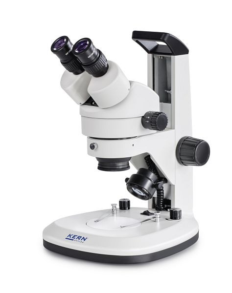 KERN Optics Stereo-Zoom-Mikroskop, mit Griff, Greenough 0,7 x - 4,5 x, Binokular, Eyepiece HWF 10x / Ø 20mm High Eye Point Eingebautes Netzteil, OZL 467
