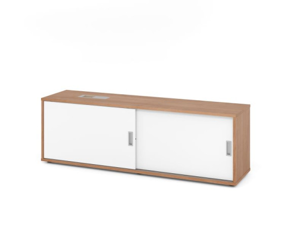 Hammerbacher Sideboard 1751S, 1,5 OH, Nussbaum / Weiß, 160x40x52cm, 1 verstellbarer Fachboden, XMST, XDSM, XBHM, XB, V1751S/N/W
