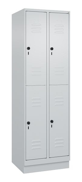 C+P Doppelstöckiger Spind Classic PLUS, Sockel, 2 Abteile, 1950x600x500mm, 7035/7035, 080320-20 S10009