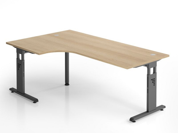 Hammerbacher Winkelschreibtisch OS82, 200 x 120 cm, Platte: Eiche, 25 mm dick, 2 mm ABS-Kante, Winkelform 90°, links oder rechts montierbar, VOS82/E/G