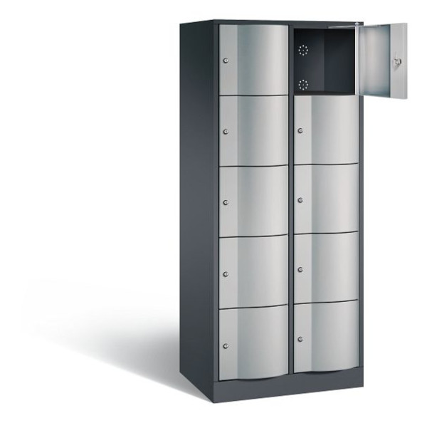 C+P Schließfachschrank Resisto, H1950xB772xT540mm, Farbe: Schwarzgrau / Weißaluminium, 8570-272 S10256