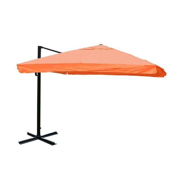 Mendler Gastronomie-Ampelschirm HWC-A96, 3,5x3,5m (Ø4,95m) Polyester/Alu 25kg, Flap, terracotta ohne Ständer, drehbar, 134321+122472