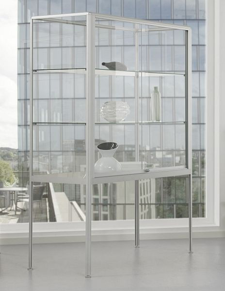 BST BRANDSCHUTZ / Hochbeinvitrine B1 mit Alurahmen, 2 Böden, 1200x500x1950mm, NICE-VSBA1205