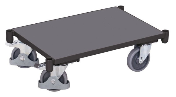 VARIOfit Euro-System-Roller mit Boden und Eckhülsen, Ladefläche: 610 x 415 mm, RAL 7016 anthrazitgrau, Ladehöhe: 205 mm, sw-410.002/AG