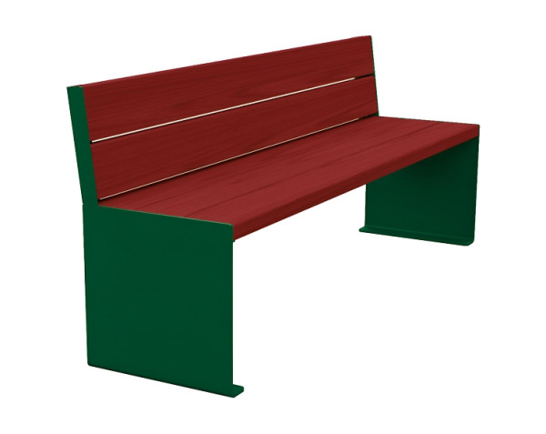 Procity Sitzbank Kube, 1800 mm, Mit Rückenlehne Stahl & Holz Ohne Armlehnen, Mahagoni/RAL 6005, 306384.6005.ACAJ