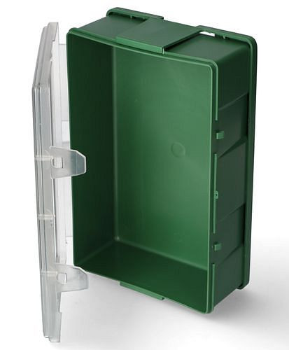DENIOS Wandbox für 1 Augenspülflasche à 600 ml, mit Klarsichtdeckel, 117436