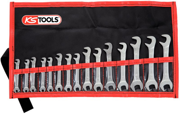 KS Tools Doppelmaulschlüssel-Satz, 15°+75° 15-teilig, 3,2-14 mm, 517.1700