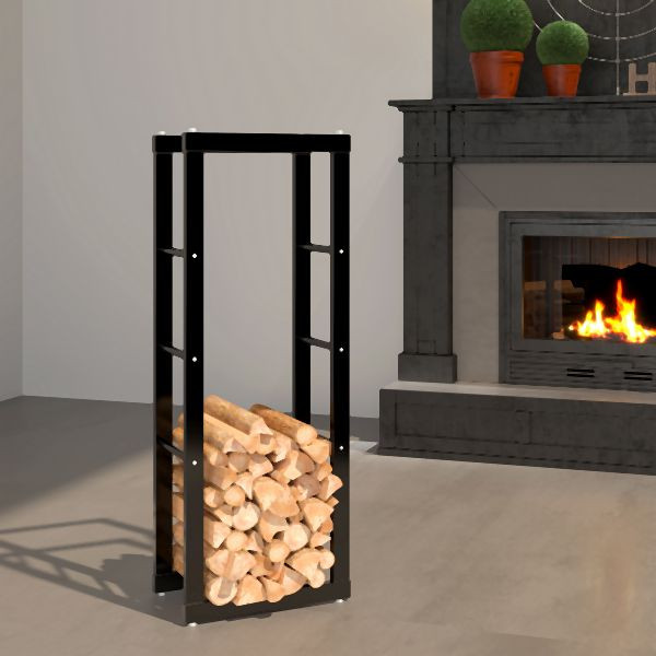 Metra Kaminholzregal für Innen und Außen, Metall Brennholzregal außen 40x25x100 cm, 10900