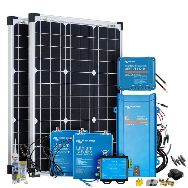 Offgridtec Mobil VeCore S 100W 1280Wh Wohnmobil Solaranlage inkl. MultiPlus12/800/35 Wechselrichter Laderegler - schwarz, 4-01-023895-011