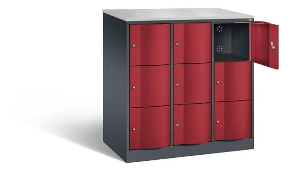C+P XL-Schließfachschrank Resisto, H1255xB1148xT640mm, Farbe: Schwarzgrau / Rubinrot, 8573-373 S10128