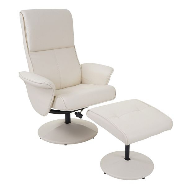 Mendler Relaxsessel Helsinki, Fernsehsessel Relaxliege TV-Sessel mit Hocker, Kunstleder, creme, 35780