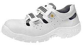 ABEBA Sicherheitsschuhe anatom Sandale weiß ESD, S1, Ristbereich verstellbar, Mikrofaser, perforiert, 2616-46