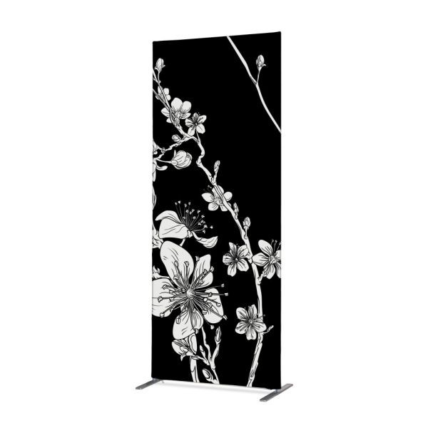 Showdown Displays Textil Raumteiler Deko 85-200 Abstrakte Japanische Kirschblüte Schwarz, ZBSLIM085-200-DSI7