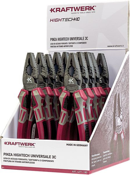 Kraftwerk Display mit KW hightech Kombizange 180 mm, 10 Stück, 901.308.000