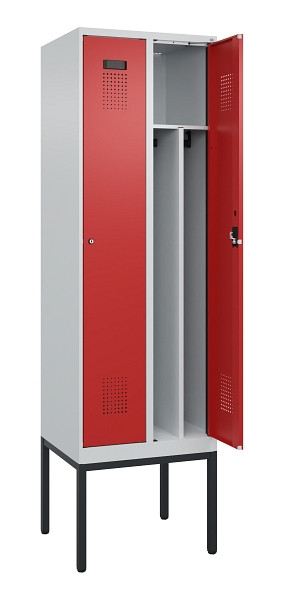 C+P Spind Evolo PLUS, Gestell, 2 Abteile, 2120x600x500mm, 7035/3020, Verschluss Zylinderschloss, 0490307-20F S10032