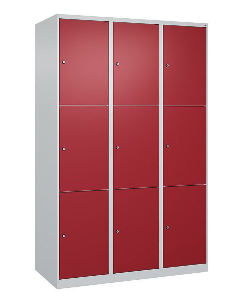 C+P Schließfachschrank Classic PLUS, 3 Abteile mit je 3 Fächern, 1850x1200x500mm, 7035/3003, 080000-323 S10001