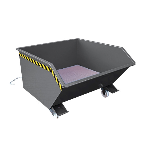 Eichinger Industrie Spänebehälter mit Lochblech-Boden und Ablasshahn, 1000 kg, 750 Liter, anthrazitgrau, 20441000000096
