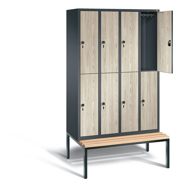 C+P Spind doppelstöckig Evolo, H2090xB1190xT815mm, Farbe: Anthrazitgrau / Dekor Sen-Esche, 48350-40 S10452