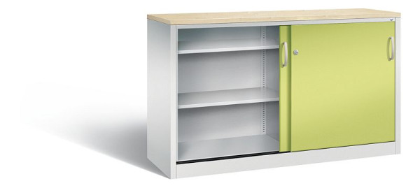 C+P Sideboard mit Schiebetüren Acurado, H1000xB1600xT500mm, Farbe: Lichtgrau / Viridingrün, Bügelgriff, 2156-00 S10140