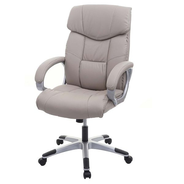 Mendler Bürostuhl HWC-A71, Chefsessel Drehstuhl, Kunstleder, taupe-grau, 74183