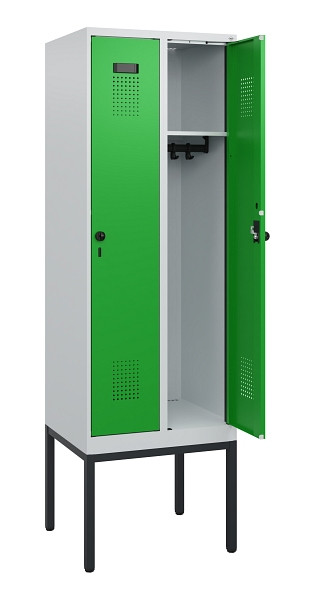 C+P Spind Evolo PLUS, Gestell, 2 Abteile, 1950x600x500mm, 7035/6037, Drehriegel, 0490305-20 S10011