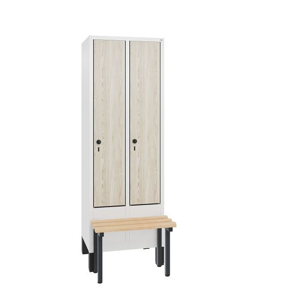 C+P Spind Evolo, 2 Abteile, H1850xB610xT815 mm, Weiß/HPL Esche, 48030-20 S10366