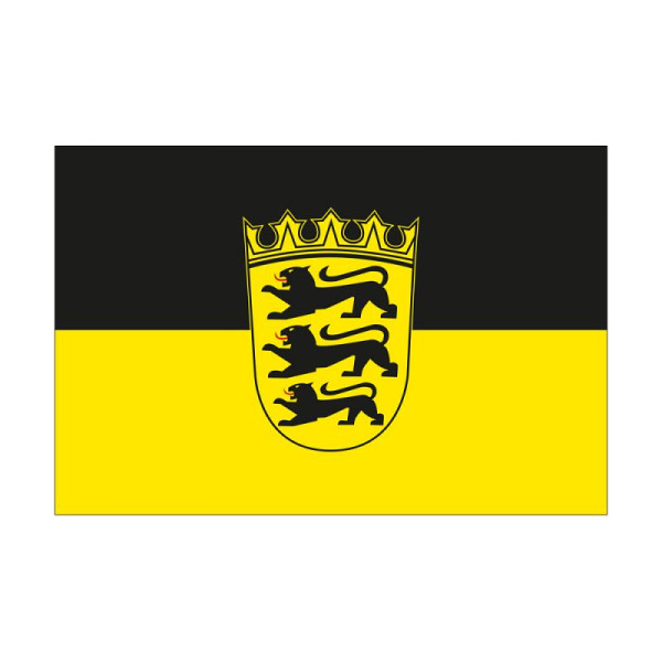 Stein HGS Landesdienstflagge Baden-Württemberg (mit Wappen), 120x200 cm, mit Seil und Schlaufe, FlagTop 160 g/m², für Fahnenmasten 7 m ohne Hohlsaum, 26093