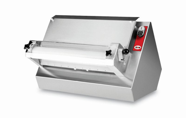 GMG Teigausrollmaschine Ø 30cm für runde und eckige Pizzen, Teigstärke einstellbar, Teiggewicht variabel 80-210g, TTA-S-30