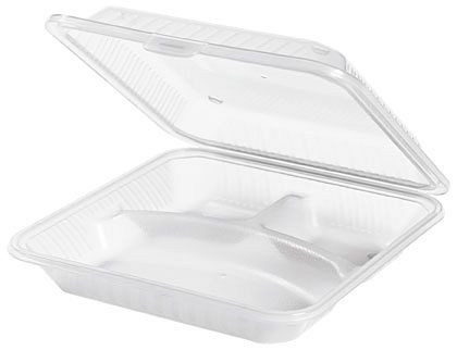 Contacto Eco-Takeouts Behälter, weiß, 3 Fächer 23 x 23,5 x 6,5 cm, VE: 12 Stück, 1103/230