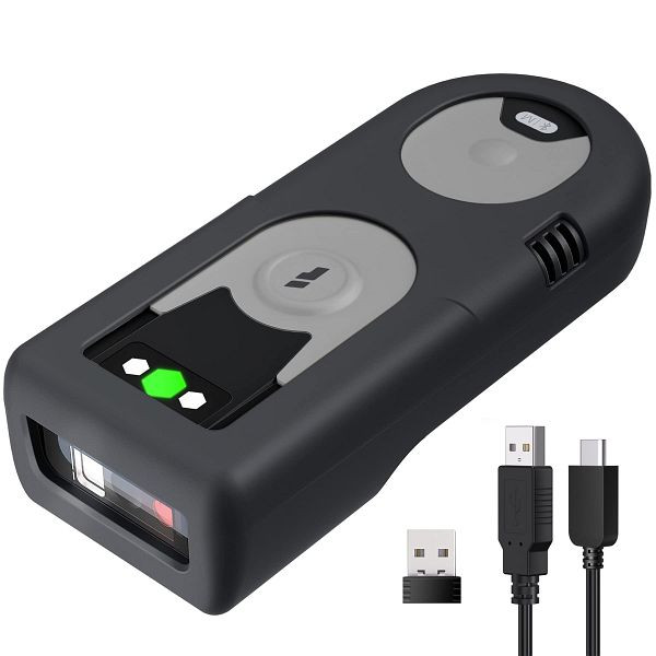 inateck 1D Barcodescanner, Taschenscanner mit 2,4Ghz USB Adapter, liest Barcodes von Bildschirmen, Exklusive Schnelltasten, BCST-43_gray
