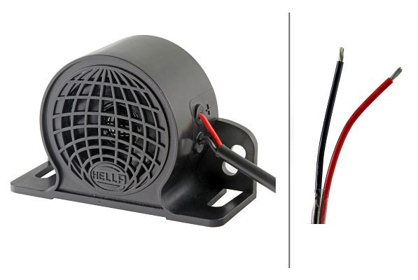 HELLA Rückfahrwarner, BM10, 110dB(A), Frequenzbereich von: 700Hz, Frequenzbereich bis: 2800Hz, geschraubt, 200mm, offene Kabelenden, 3SL 009 148-151