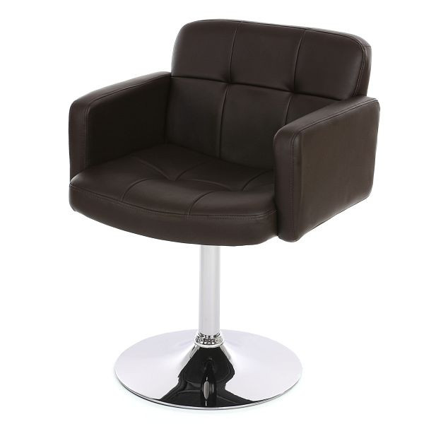 Mendler Esszimmerstuhl Orlando, Küchenstuhl Drehstuhl Stuhl, Kunstleder Chrom, braun, 26646