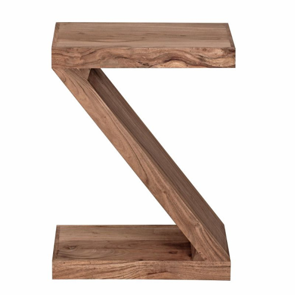 Wohnling Beistelltisch MUMBAI Massivholz Akazie Z Cube 60cm hoch Design braun Landhaus-Stil, WL1.456