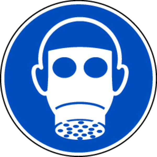 Schilder Klar Gebotszeichen Atemschutz benutzen DIN EN ISO 7010-M017, 200 mm Folie selbstklebend, 1410/62