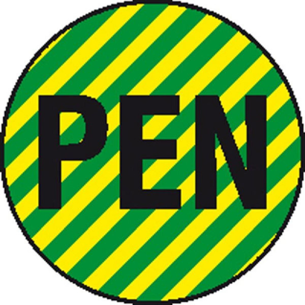Stein HGS Elektrokennzeichnung/Leiterkennzeichnung, Neutralleiter (PEN) mit Schutz-Funktion (PEN-Leiter), 20 mm / 28er-Bogen, 30.1550