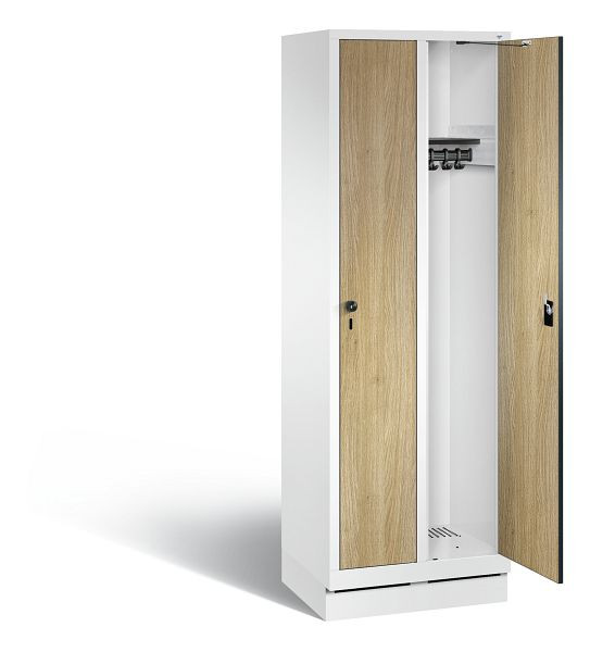 C+P Garderobenschrank Evolo, H1800xB610xT500mm, Farbe: Verkehrsweiß / Dekor Eiche Sereno, 48020-20 S10867